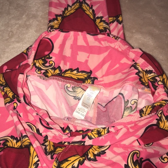 LuLaRoe one size leggings pink red yellow 💕 - Picture 2 of 2